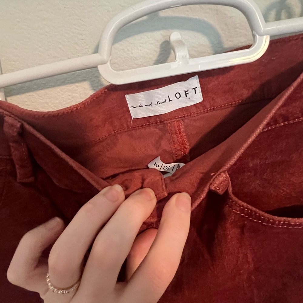 LOFT Burgundy High Rise Corduroy Pants - Picture 2 of 3
